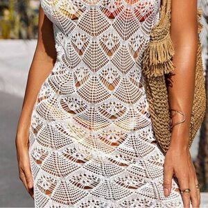 White Crochet Beach Cover-Up. Brand New.